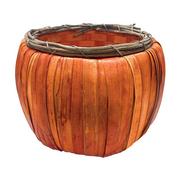 Orange Fall Pumpkin Natural & Synthetic Woven Basket, 9.5in x 7.5in