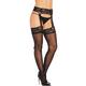 Black Sheer Pantyhose for Adults with Lace Suspender Garter