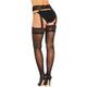 Black Sheer Pantyhose for Adults with Lace Suspender Garter