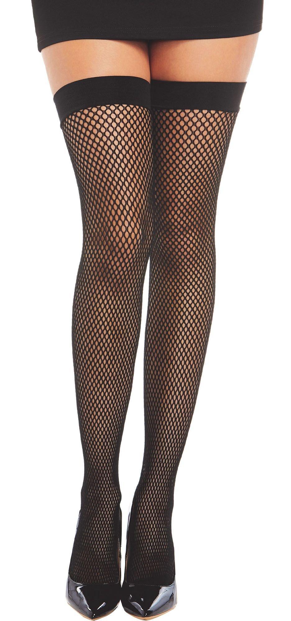 Black Diamond Fishnet Stockings for Adults with Bow Backseam
