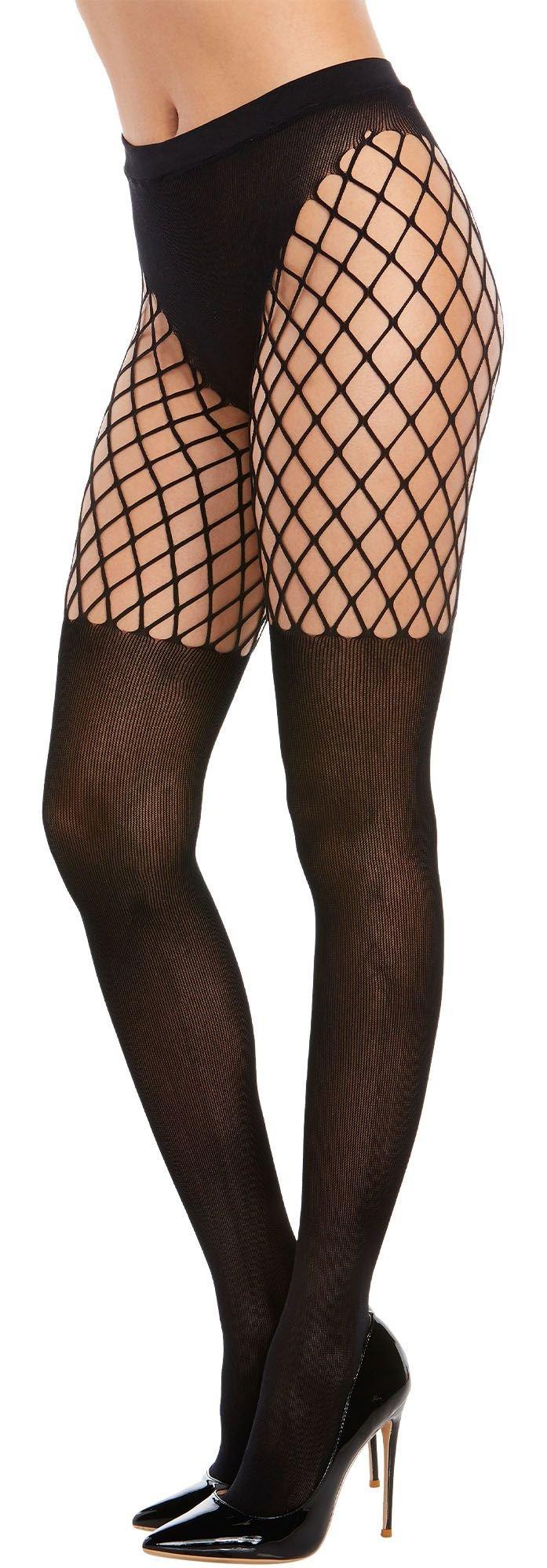 Adults Ladies Black Opaque Tights Fishnet Hold Ups Fancy Dress