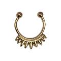Gold Spiked Faux Septum Chain Ring with Earring