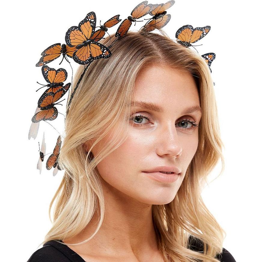 Orange Butterflies Headband - Day of the Dead
