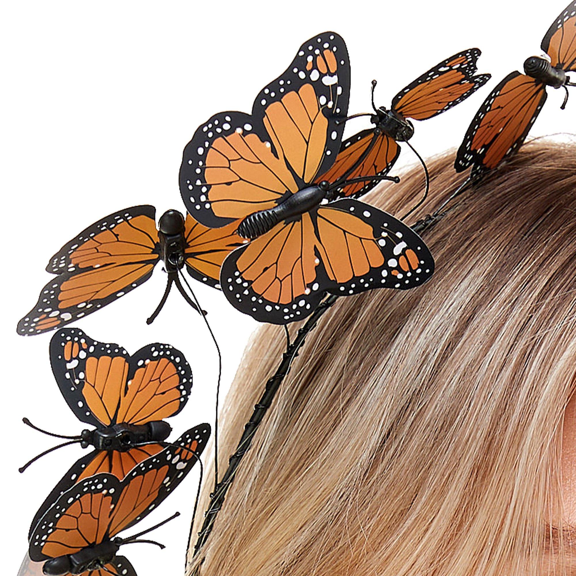 Orange Butterflies Headband - Day of the Dead