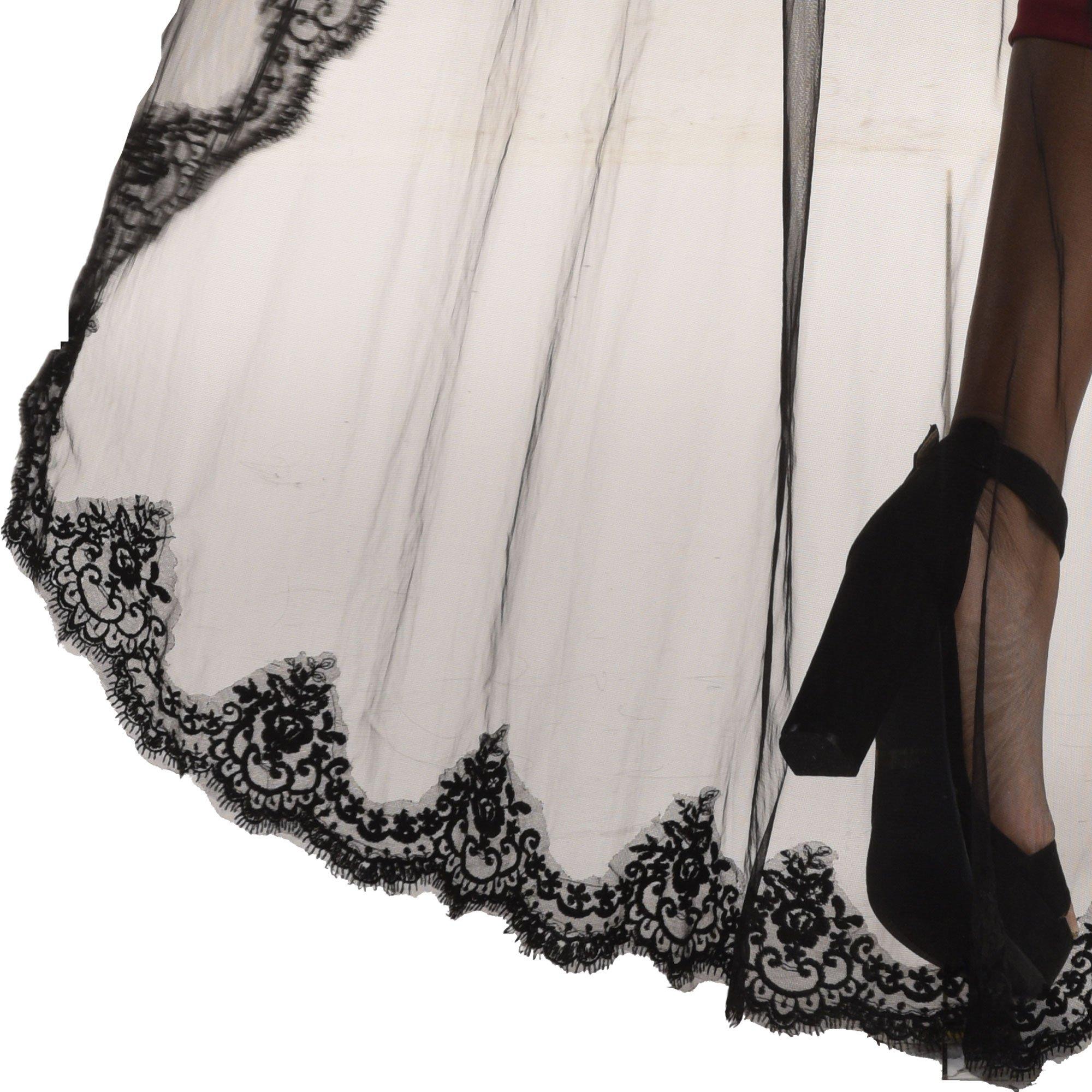 Black Chapel-Length Double Lace Veil