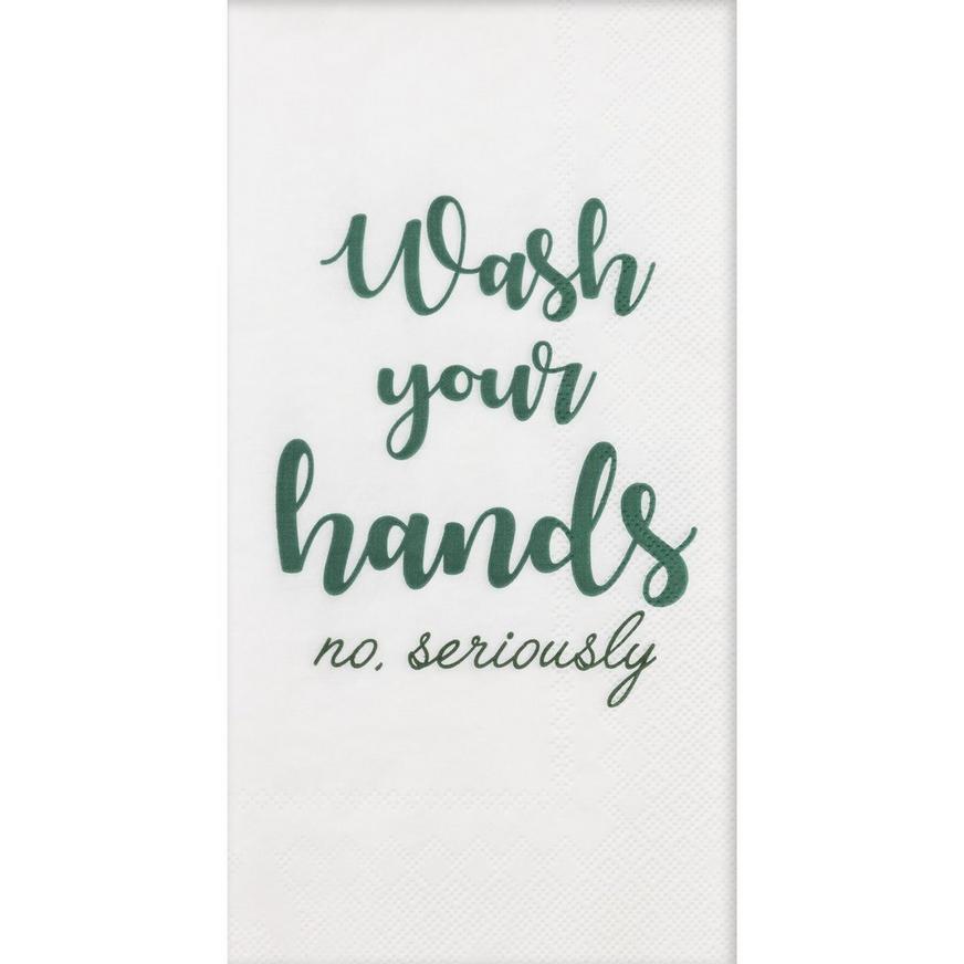 Green Seriously, Wash Your Hands Paper Guest Towels, 16ct
