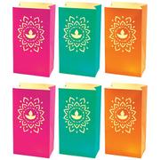 Multicolor Diwali Rangoli Paper Luminary Bags, 6in x 11in, 6ct