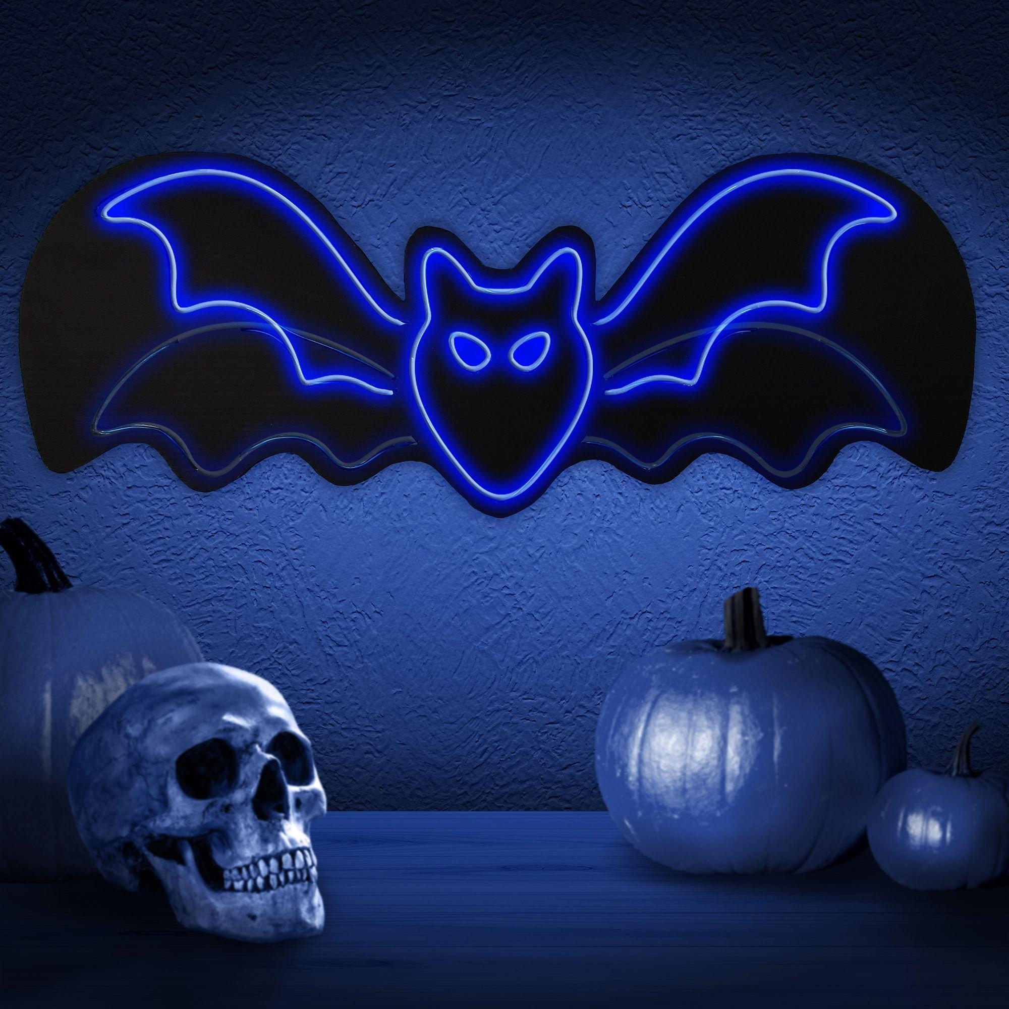 Animated Bat Neon Light Plastic Sign, 24in x 8.7in