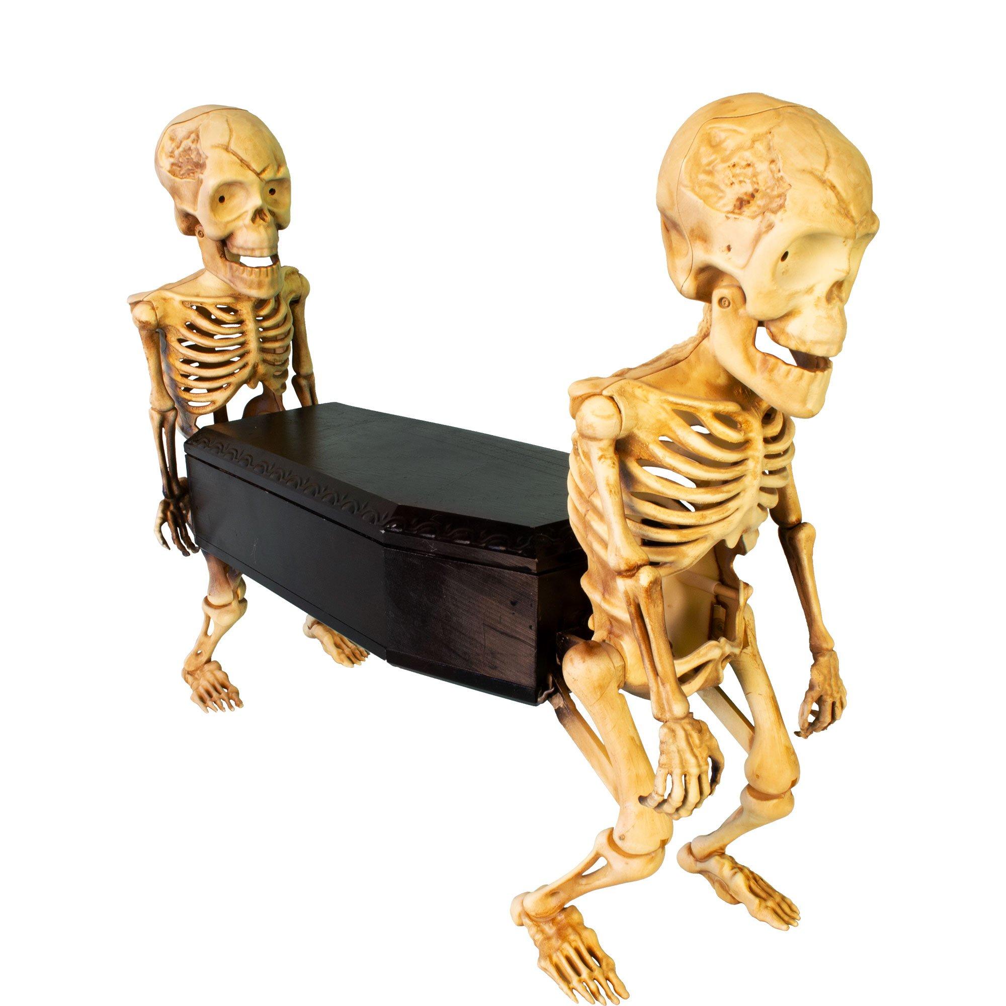 Animatronic Coffin-Carrying Skeletons with Music, 22.5in x 17.3in - Halloween Decoration