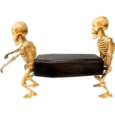 Animatronic Coffin-Carrying Skeletons with Music, 22.5in x 17.3in - Halloween Decoration