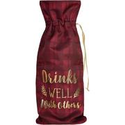 Burgundy Drinks Well With Others Fabric Wine Bag