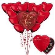 Love You Heart Balloon Bouquet & Russel Stover Chocolates Valentine's Day Gift Kit