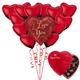Rouge Heart Balloon Bouquet & Russel Stover Chocolates Valentine's Day Gift Kit