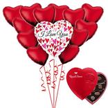 I Love You Heart Balloon Bouquet & Chocolates Valentine's Day Gift Kit