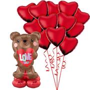 AirLoonz Cuddly Teddy Bear & Valentine's Day Hearts Balloon Kit, 13pc