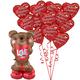 AirLoonz Brown Bear & Red Hearts Valentine's Day Balloon Kit, 13pc