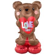 AirLoonz Cuddly Teddy Bear & Red Hearts Valentine's Day Balloon Kit, 13pc
