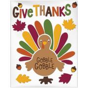 Gobble Gobble Fall Turkey Thanksgiving Gel Cling Decal, 32pc
