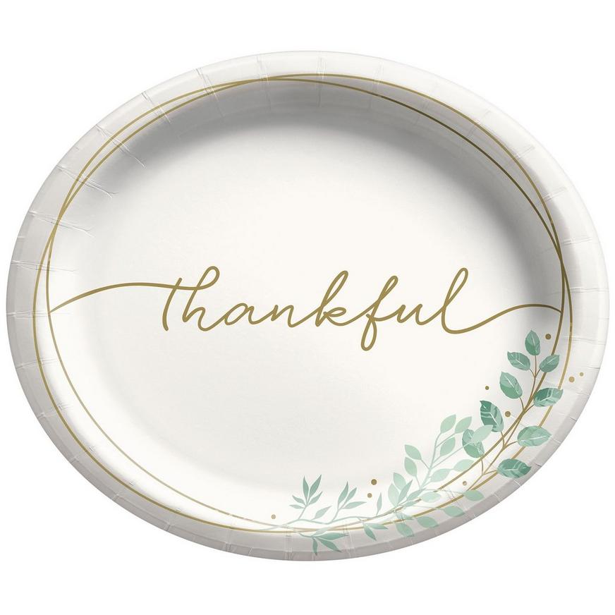 Simply Thankful Oval Paper Dinner Plates, 12in, 20ct