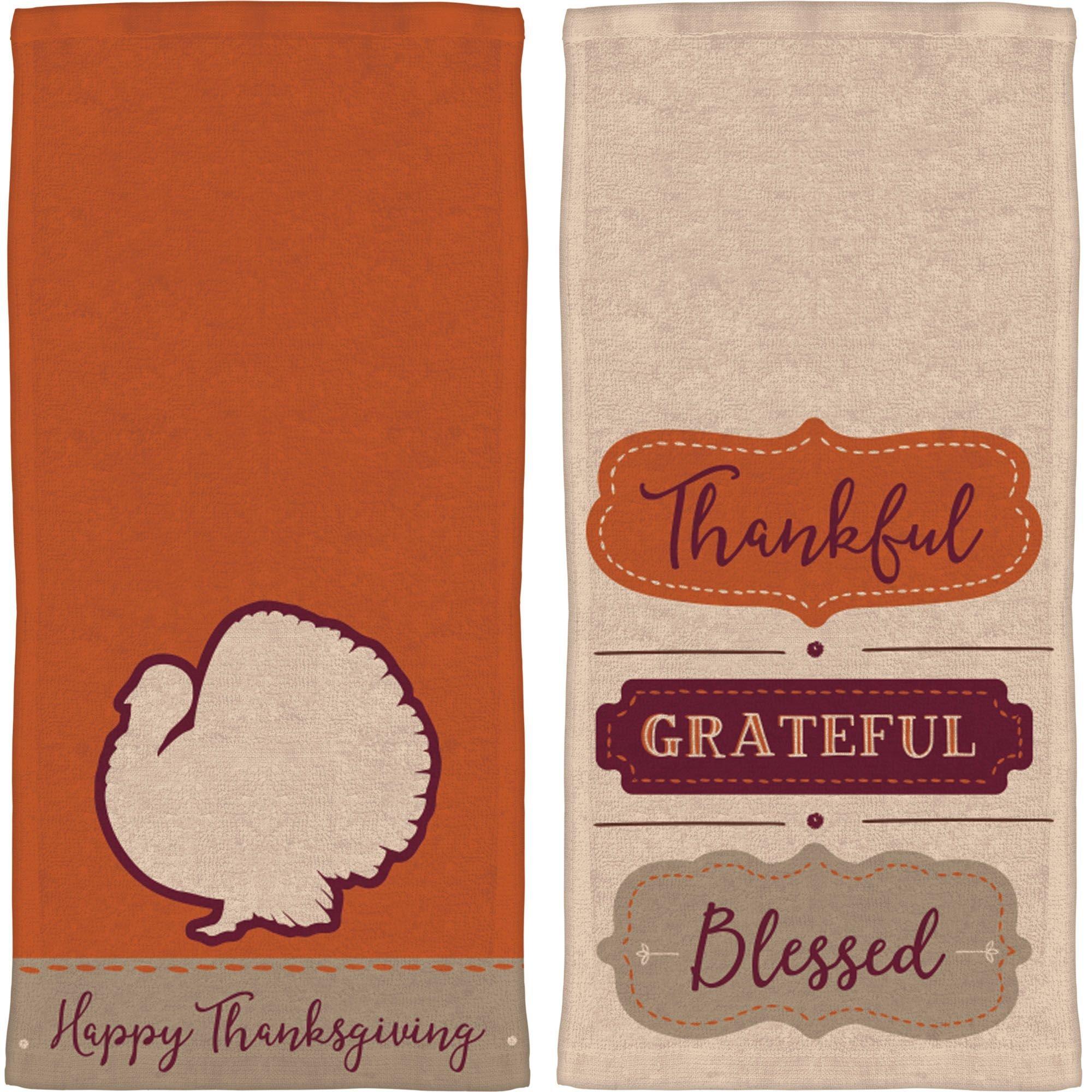 HERSENT 2 Packs Fall Kitchen Towel, Thanksgiving Fall Harvest Dish Towels  Kitchen Hand Towel,28 x 18 Inch Pumpkin Tea Towels for Autumn