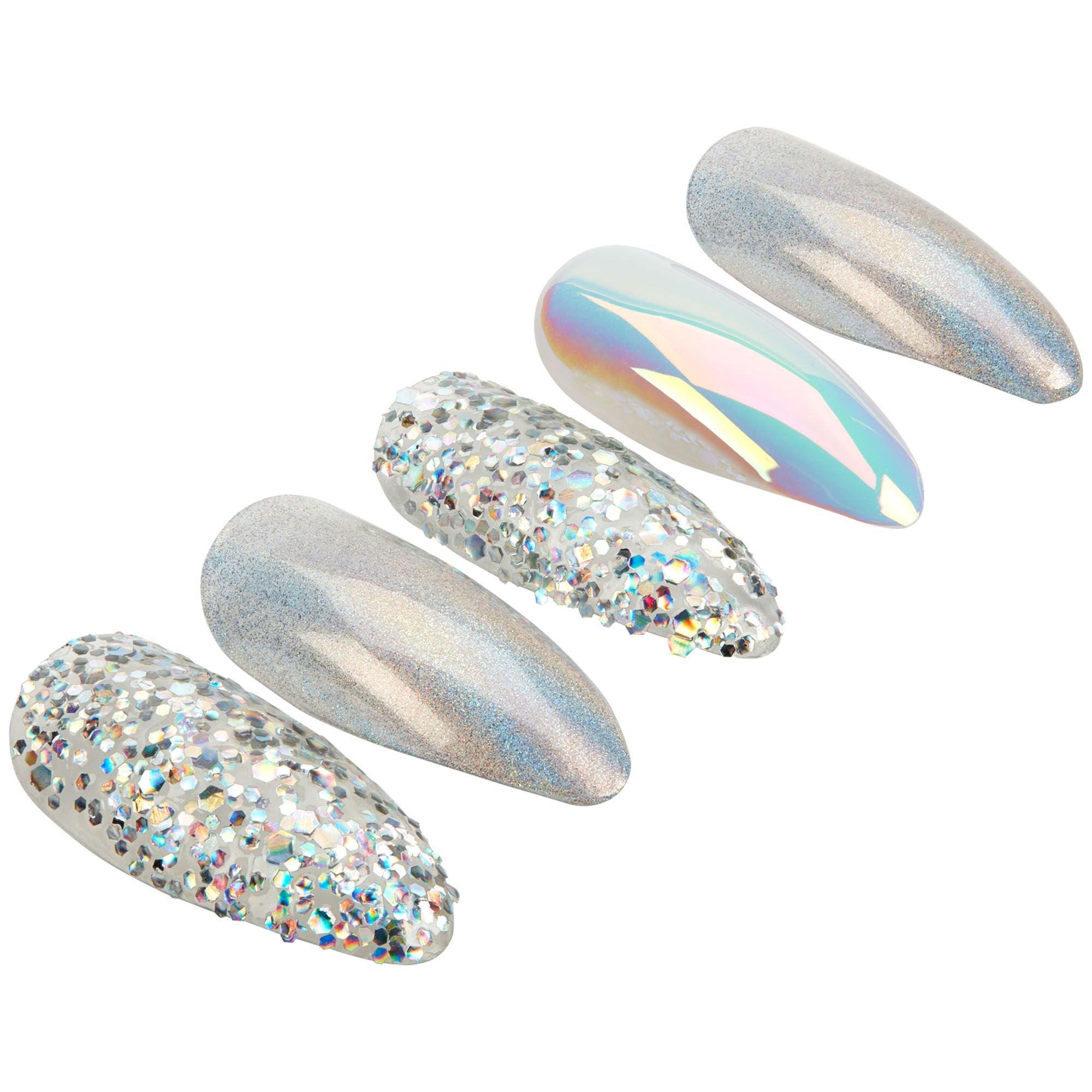Glitter Holographic Plastic Nails, 24ct