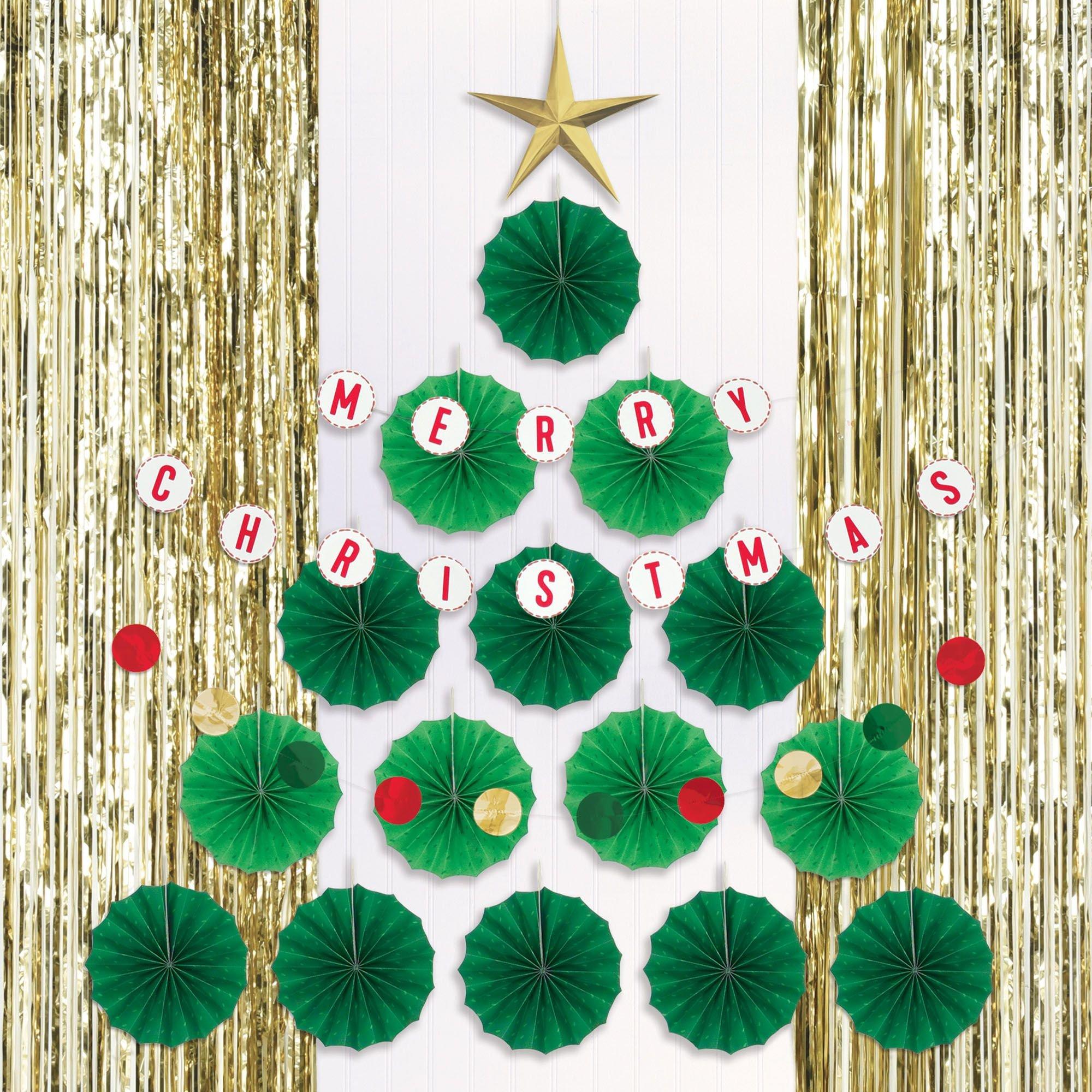 Christmas Tree Foil & Paper Wall Decorating Kit, 6ft x 6.5ft, 21pc ...