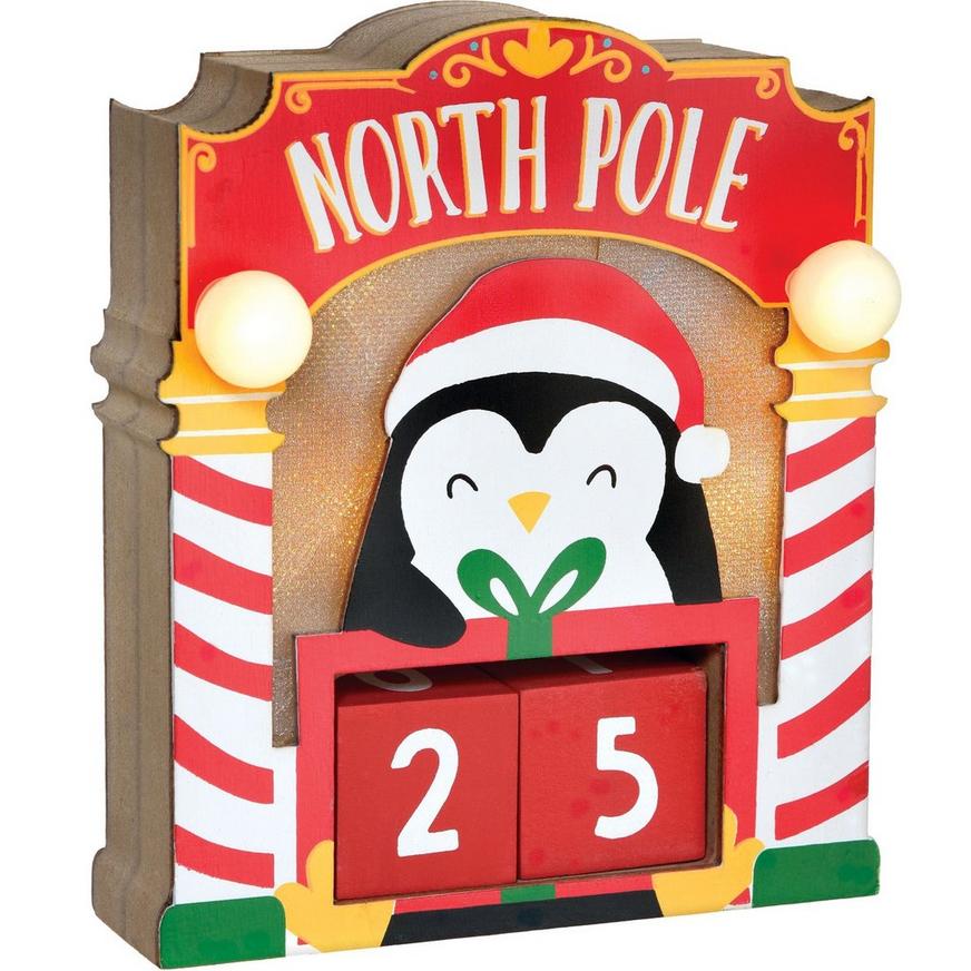 Light-Up Christmas Countdown Standing Wood Decoration, 4.7in x 5.5in