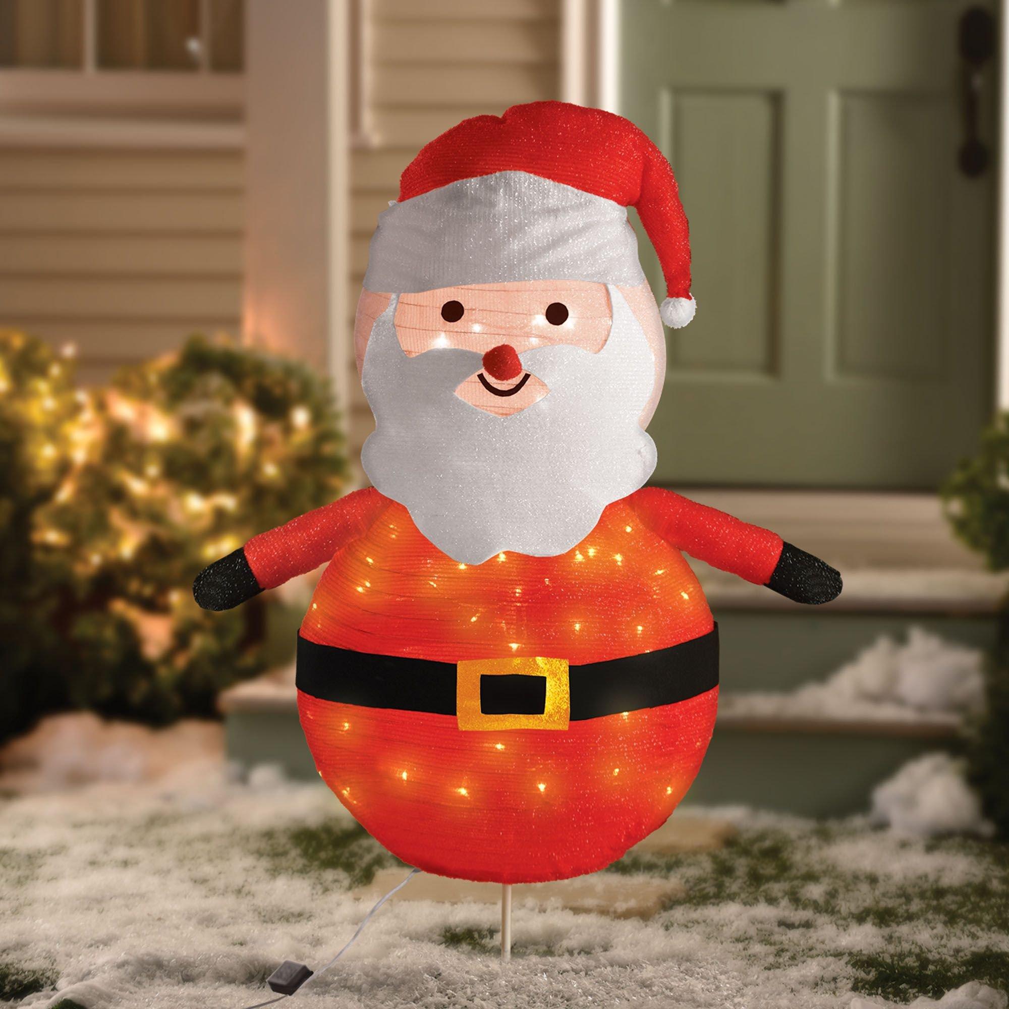 Light-Up Medium Santa Fabric & Metal Pop-Up Decoration, 35in x ...