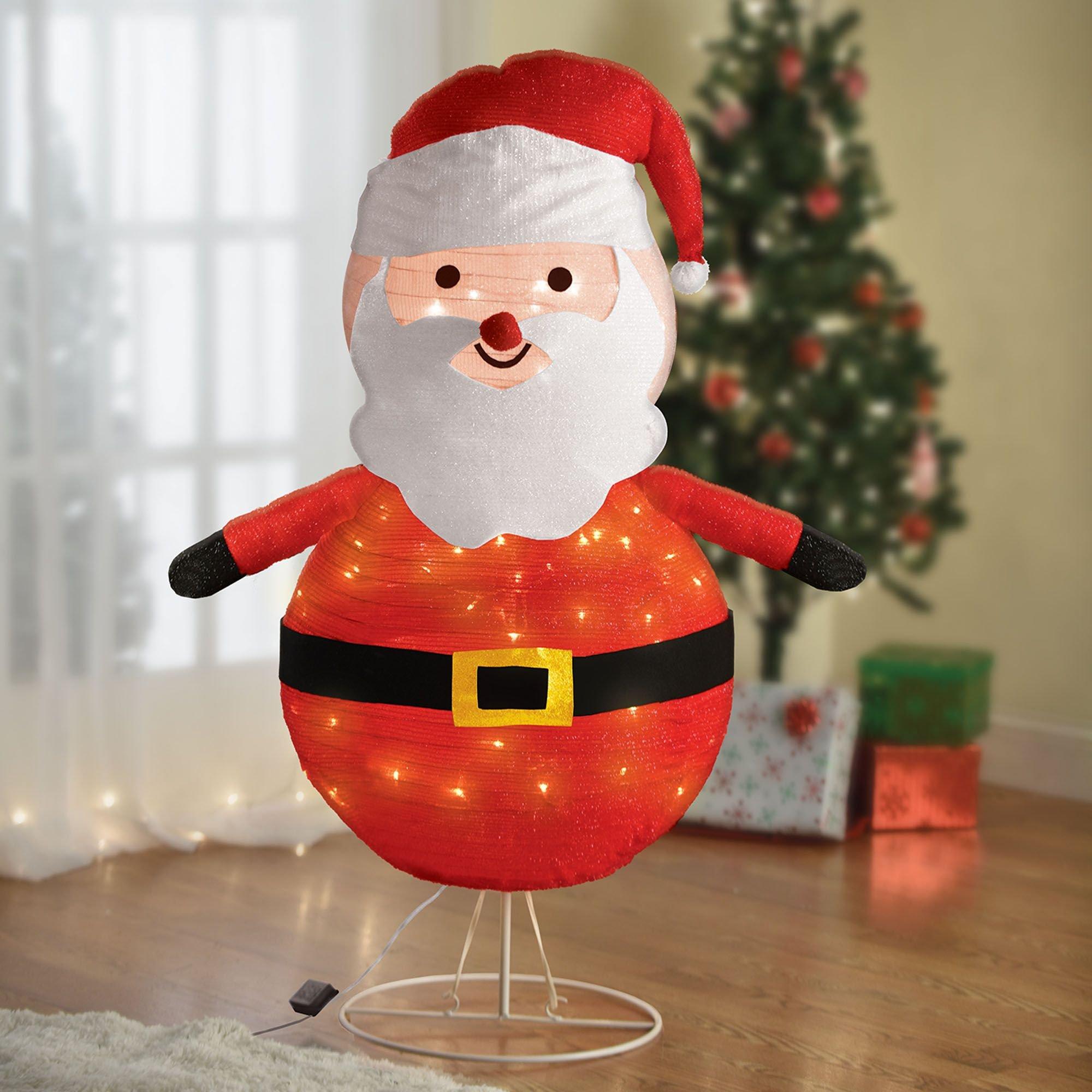 Light-Up Medium Santa Fabric & Metal Pop-Up Decoration, 35in x