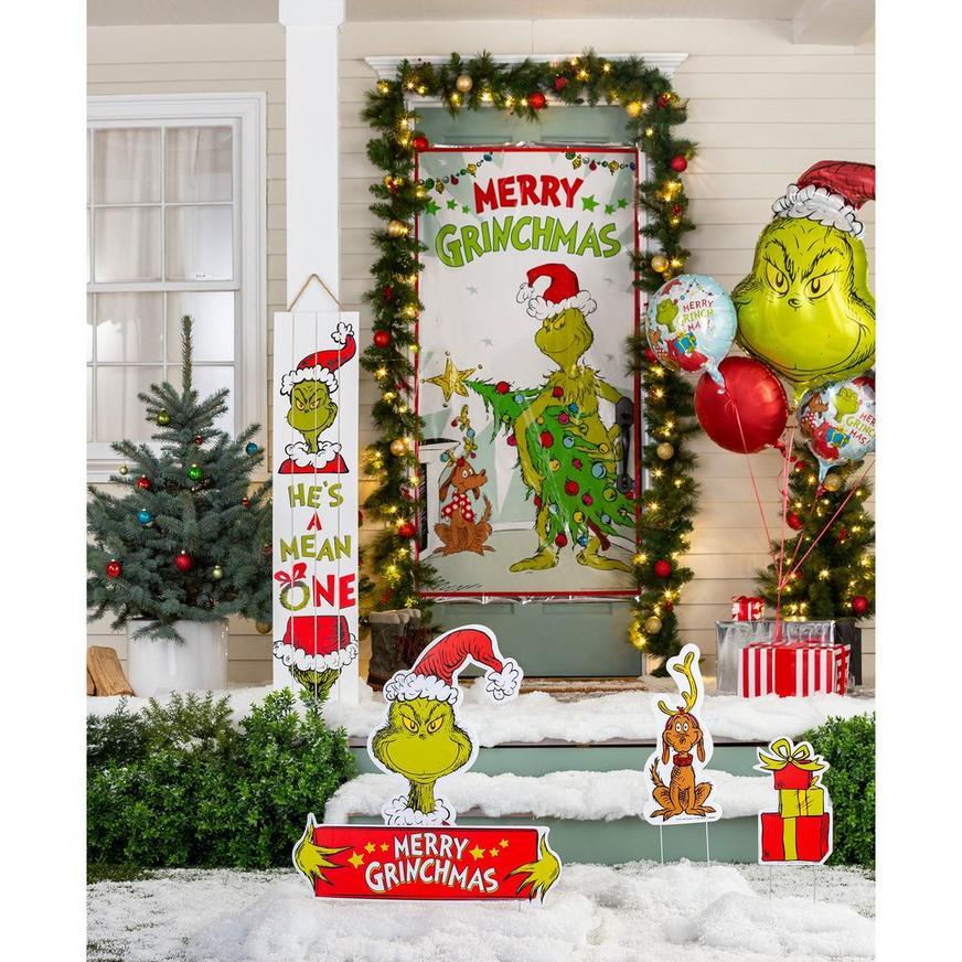 Merry Grinchmas Plastic Door Cover, 2.8ft x 5.4ft - Dr. Seuss