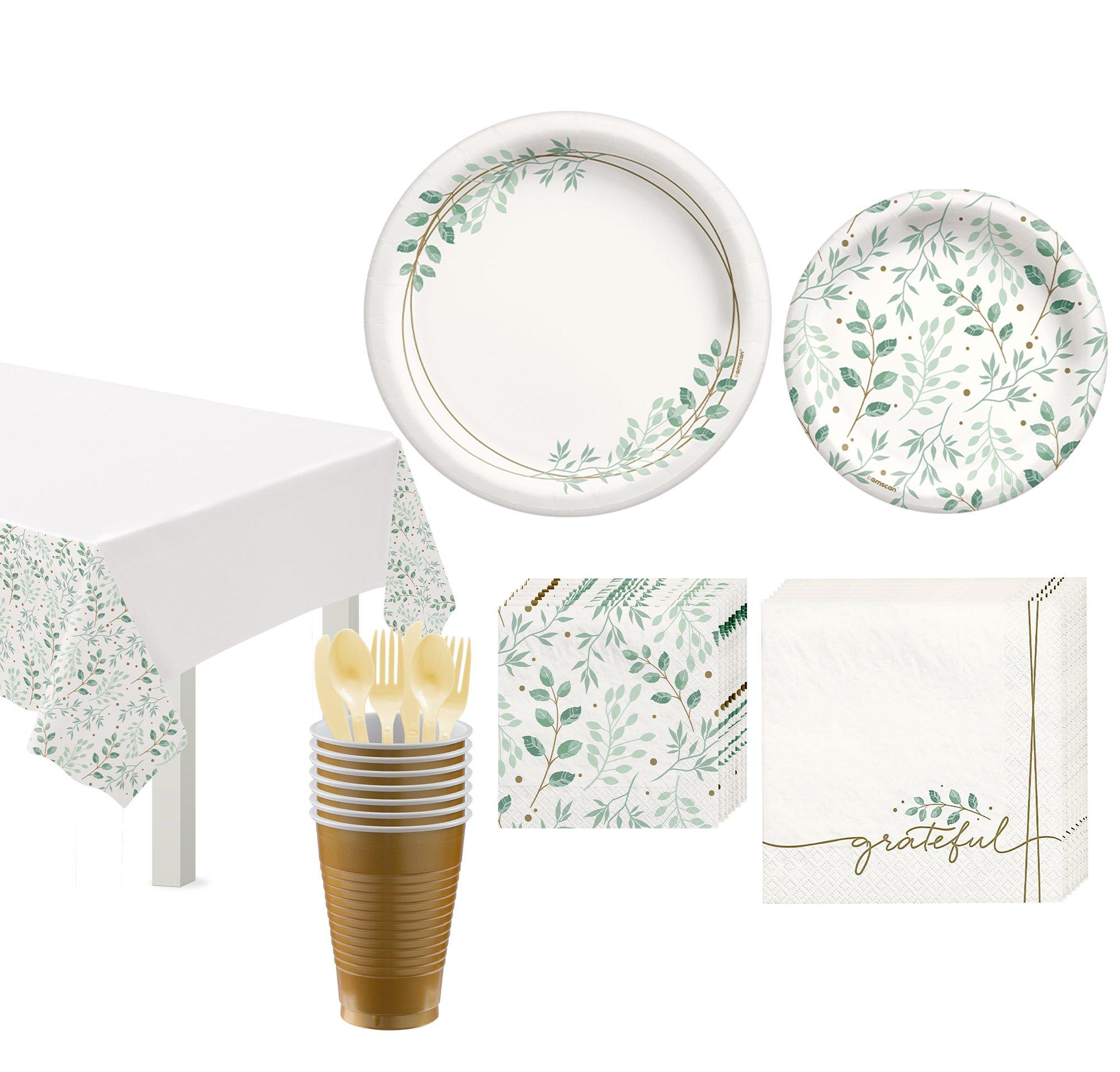 Gold & White Thanksgiving Tableware Kit for 20 Guests