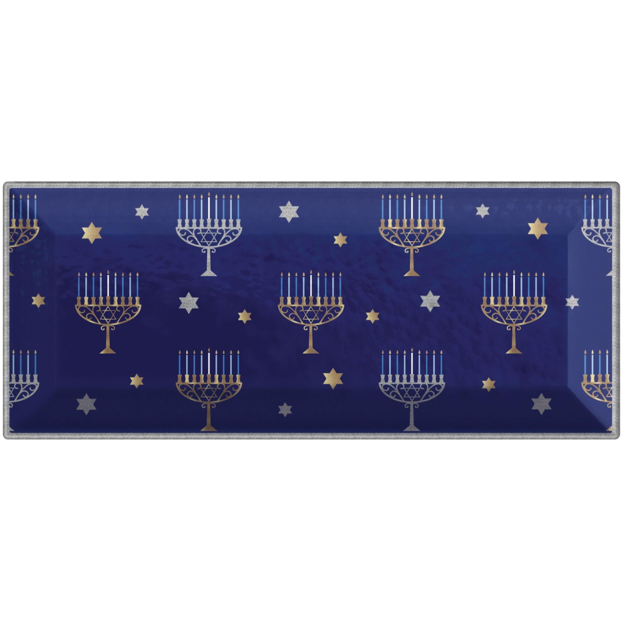 Hanukkah Joy Textured Rectangular Melamine Platter, 17in x 7.5in