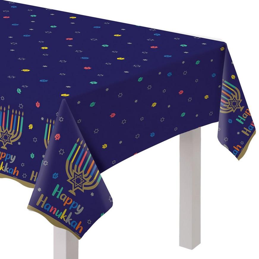 Hanukkah Joy Plastic Table Cover, 54in x 102in