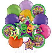 Rainbow Masquerade Mardi Gras Foil Balloon Bouquet, 11pc
