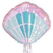 Iridescent Mermaid Wishes Sea Shell Pull String Pinata, 17.75in x 20.75in