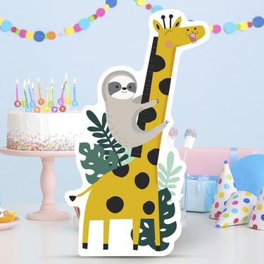 Sloth & Giraffe Centerpiece Cardboard Cutout, Get Wild Jungle