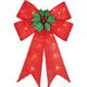 Light-Up Red & Green Holly LED Fabric & Plastic Bow Decoration, 14in x 21in