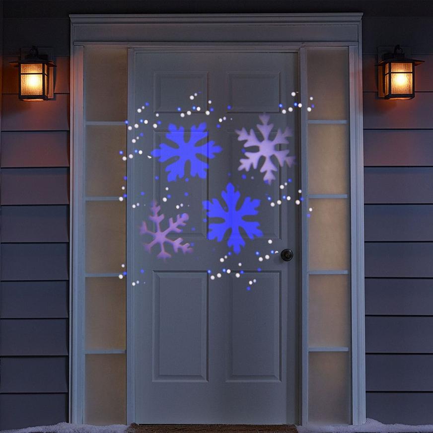 Animated Blue & White Snowflakes Plastic LED Projector, 3.75in x 5in