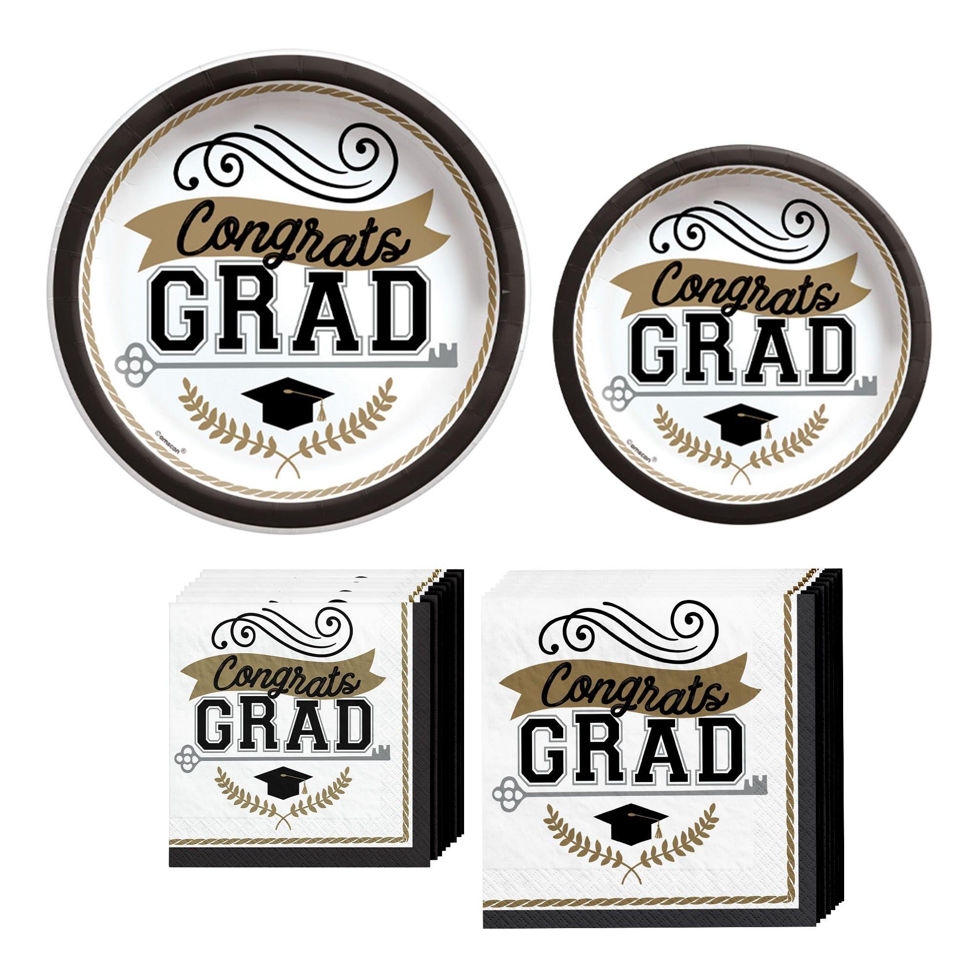 Graduation Party Supplies Kit for 50 with Plates, Napkins - Achievement is Key
