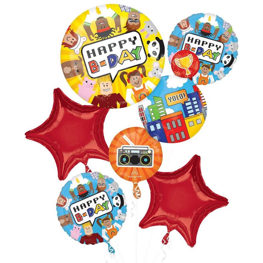 Party Town Birthday Foil Balloon Bouquet, 5pc