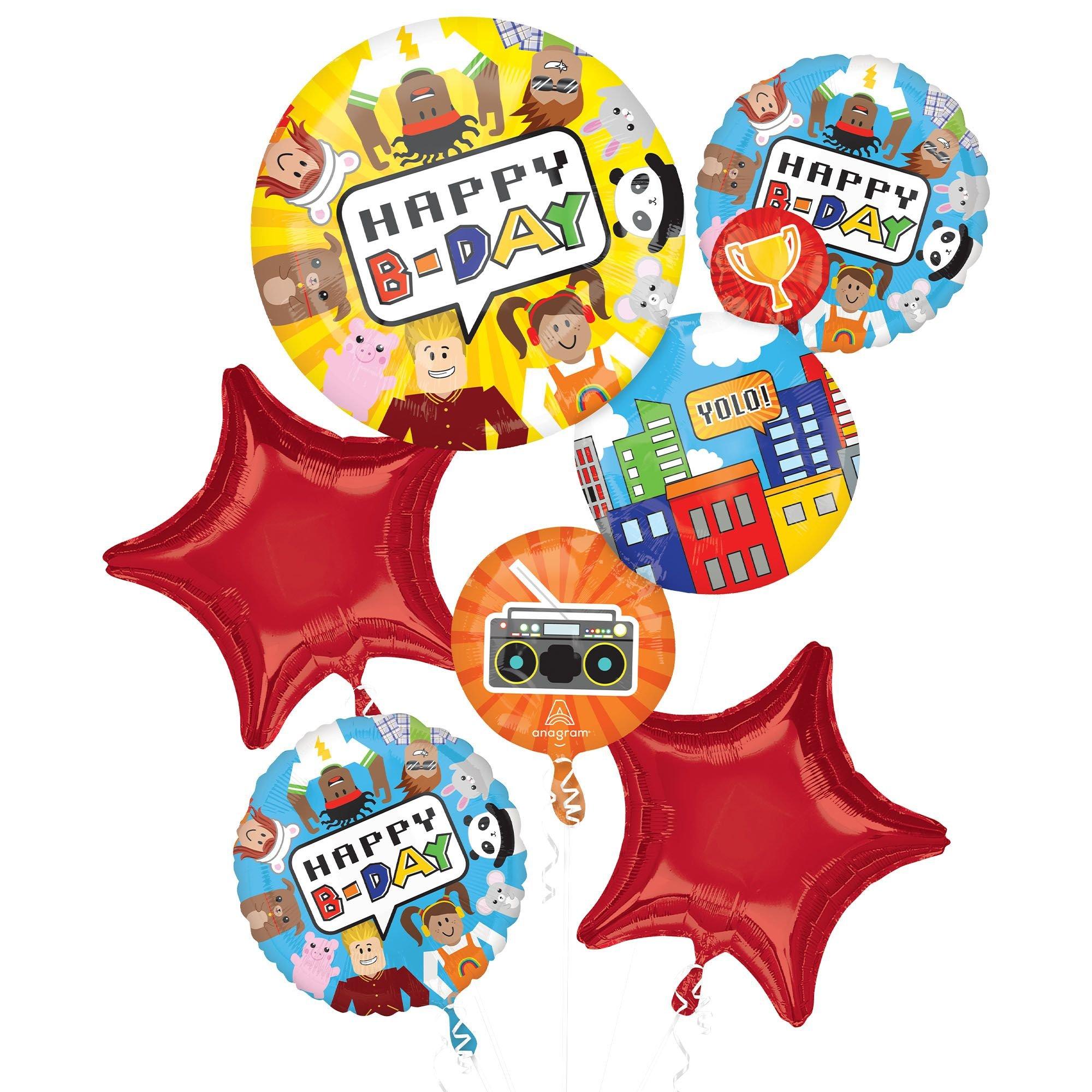 Party Town Birthday Foil Balloon Bouquet, 5pc