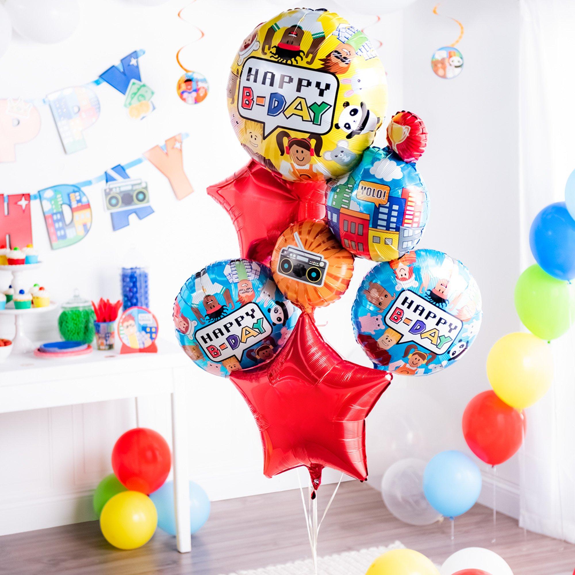 Party Town Birthday Foil Balloon Bouquet, 5pc