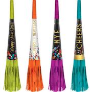 Multicolor New Year's Foil Fringe Party Horns, 8ct