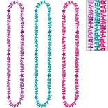 Jewel Tone Happy New Year Plastic Bead Necklaces, 3ct