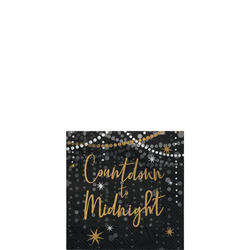 Countdown to Midnight New Year's Eve Paper Beverage Napkins, 5in, 40ct - Midnight Hour