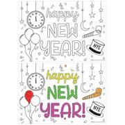 Happy New Year Coloring Paper Placemats, 16in x 11in, 24ct