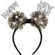 Glitter Black, Silver & Gold Happy New Year Tinsel & Plastic Light-Up Pom-Pom Headband