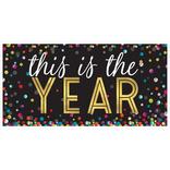 Colorful Confetti This Is the Year Plastic Banner, 5.4ft x 2.8ft