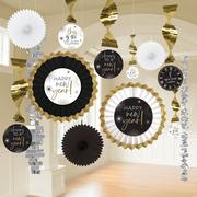 Black, Gold & Silver New Year's Eve Paper & Foil Hanging Decorating Kit, 13pc