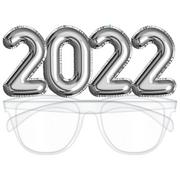 Silver 2022 Balloon Plastic Glasses